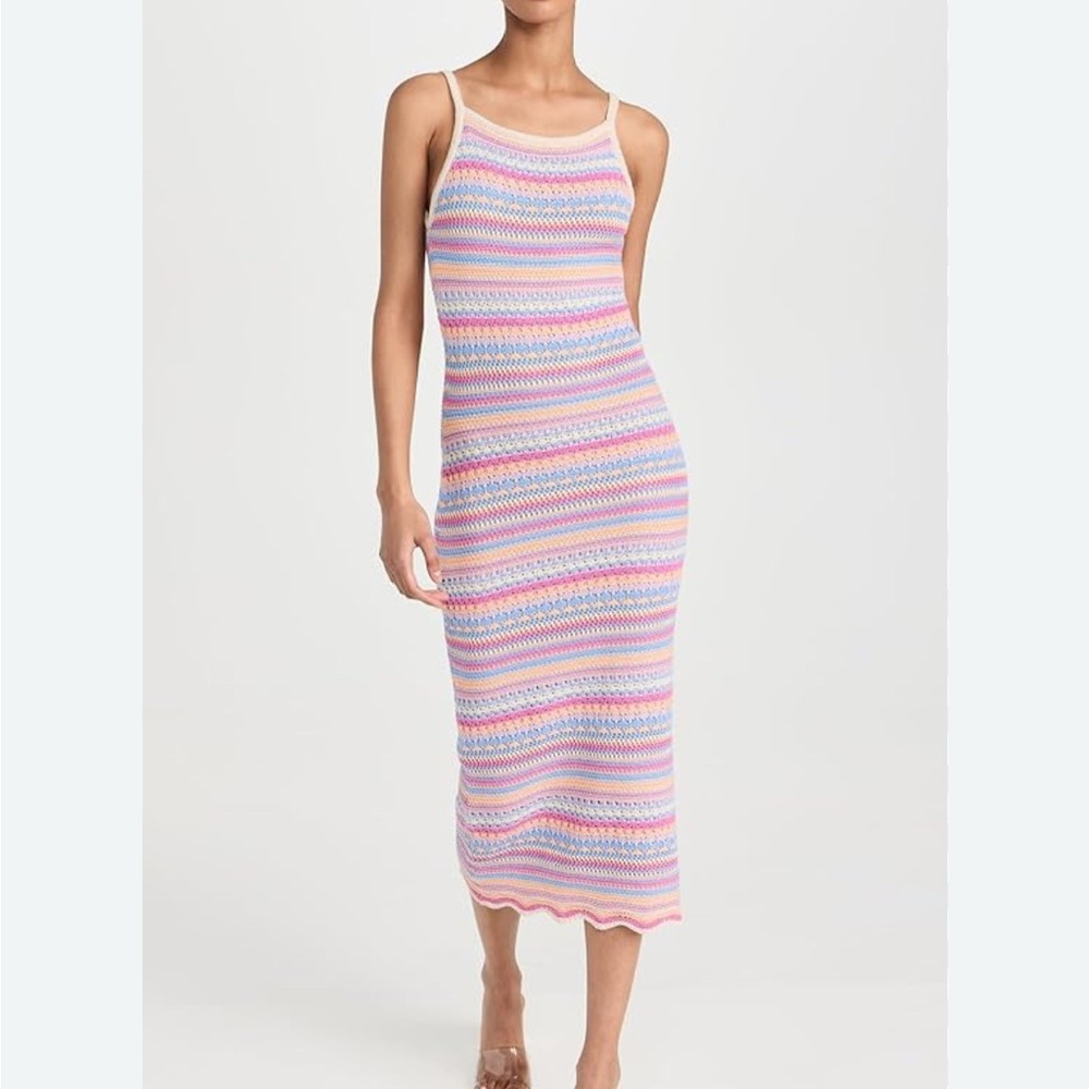 Z SUPPLY Raspberry Sorbet Striped Midi Dress